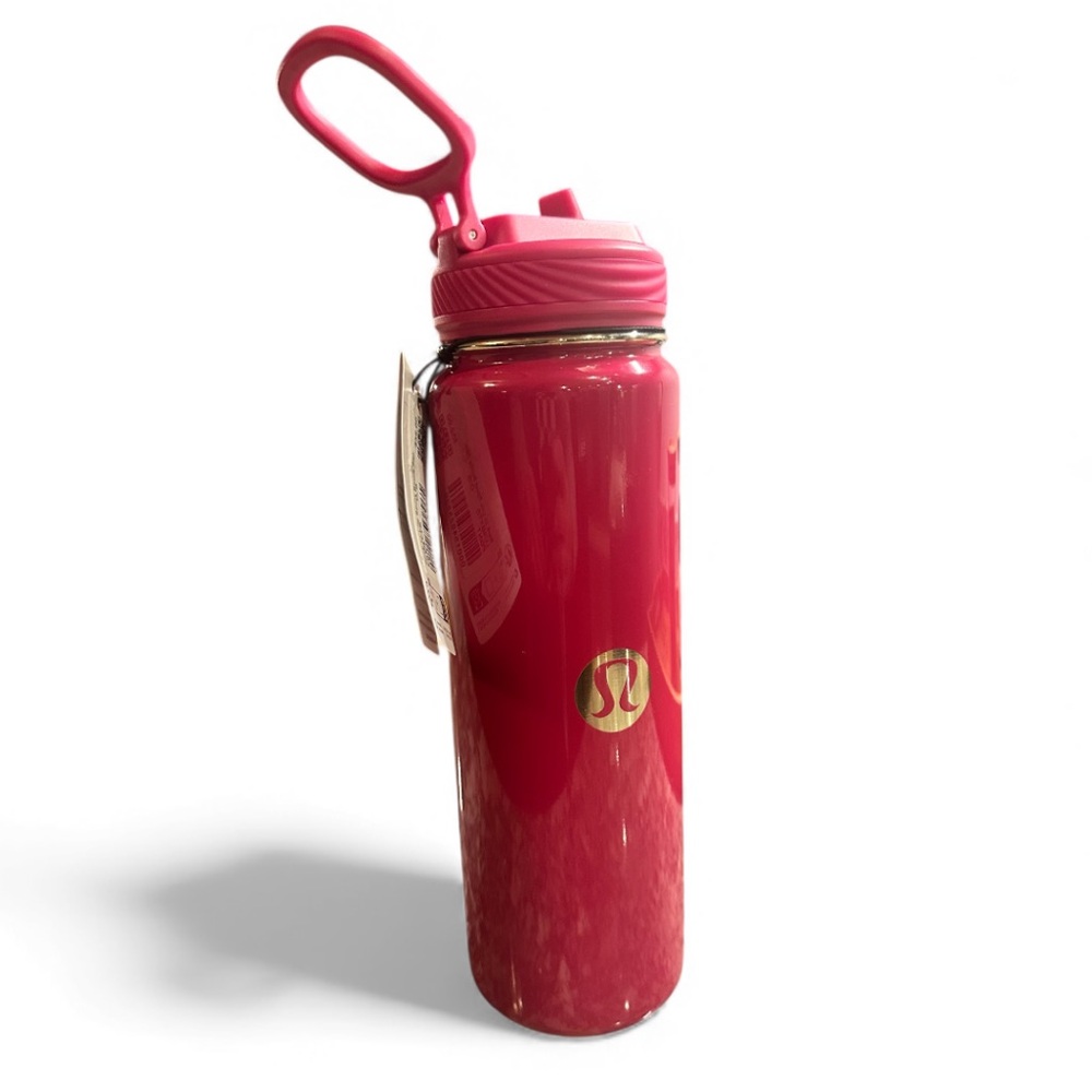 Lululemon 🍋Back To Life Passionate Pink & GOLD💛 Sports Bottle 24oz NWT - Picture 7 of 9